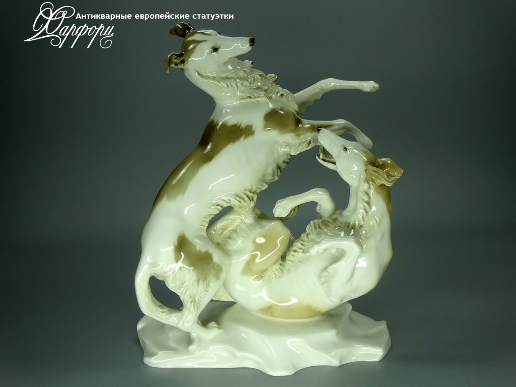 Купить фарфоровые статуэтки Hutschenreuther, Играющие борзые, Германия